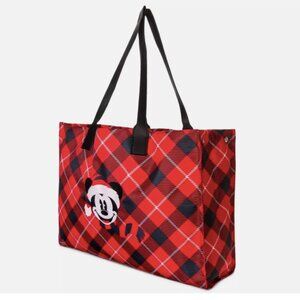 *NEW* Mickey Mouse Christmas Holiday Red Black Plaid Tote Bag LR Disney Parks